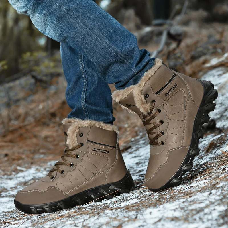 Men's Winter Boots Warm Waterproof Non-Slip Plush Sneakers Shoes - Winter Slippers Male Tenis Boots view 3