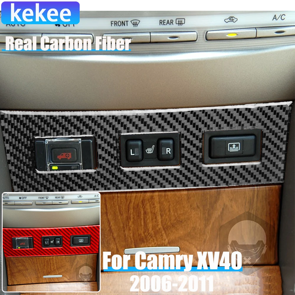 

Real Carbon Fiber Car Accessories Seat Heating Cover Soft Sticker For Toyota Camry 6th Gen XV40 2006 2007 2008 2009 2010 2011