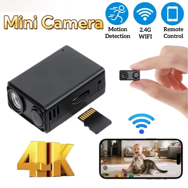 4K Camera WiFi Wireless Monitor Night Vision Remote Motion Detecting Camcorders Security Protection Indoor Surveillance 2026