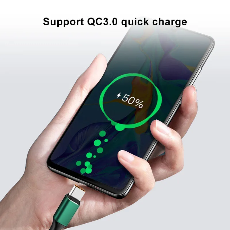 6A 120W 100W 66W Fast Charging Usb Cable Type C Cord for Huawei Honor Xiaomi Green Color Fast Charge Type C Cable 1m 2m 3m 0.5m