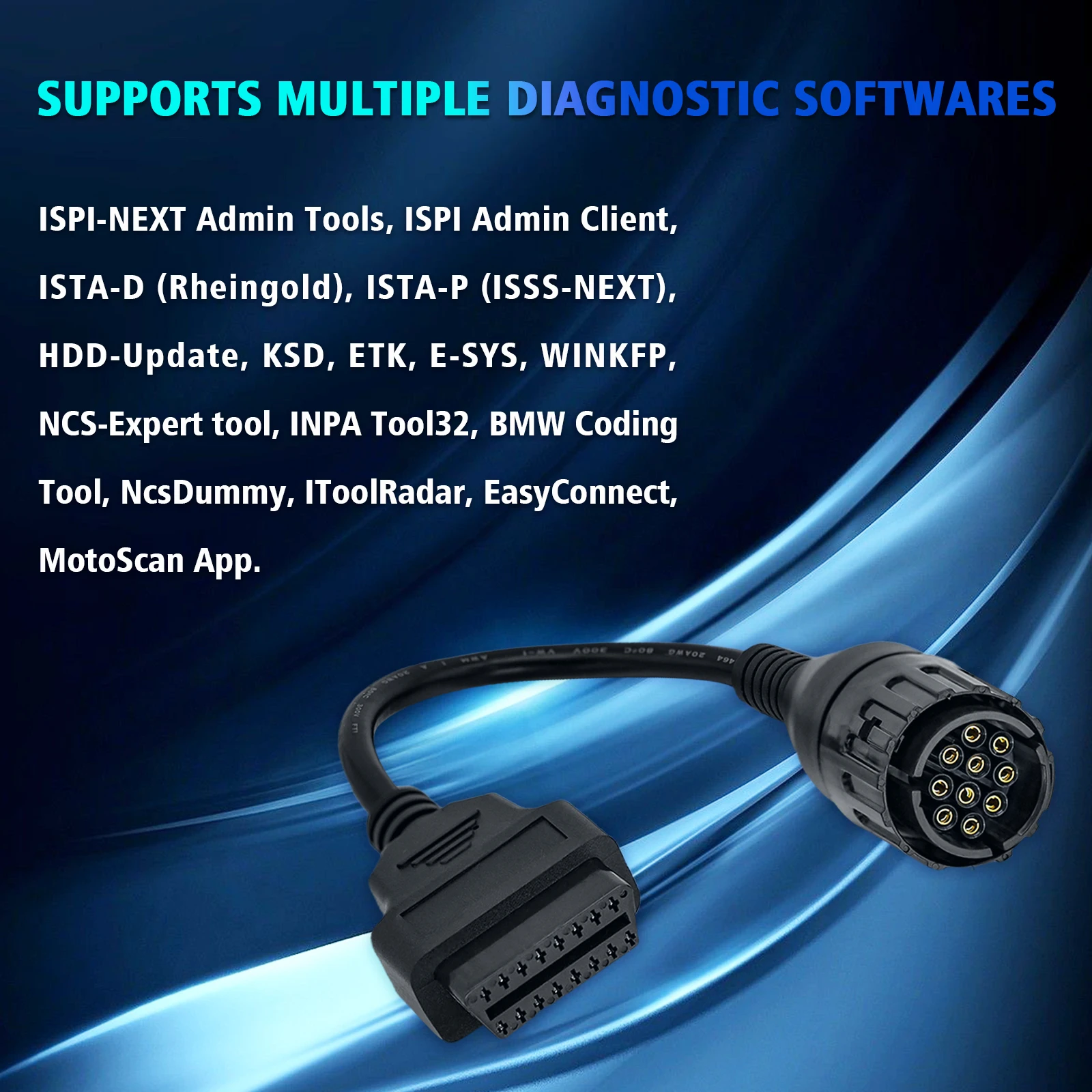 Для for BMW ICOM 10 - контактного адаптера OBD2 кабель OBDII Мотоцикл K-Line DCAN снимите диагностический разъем перепрограммированного адаптера