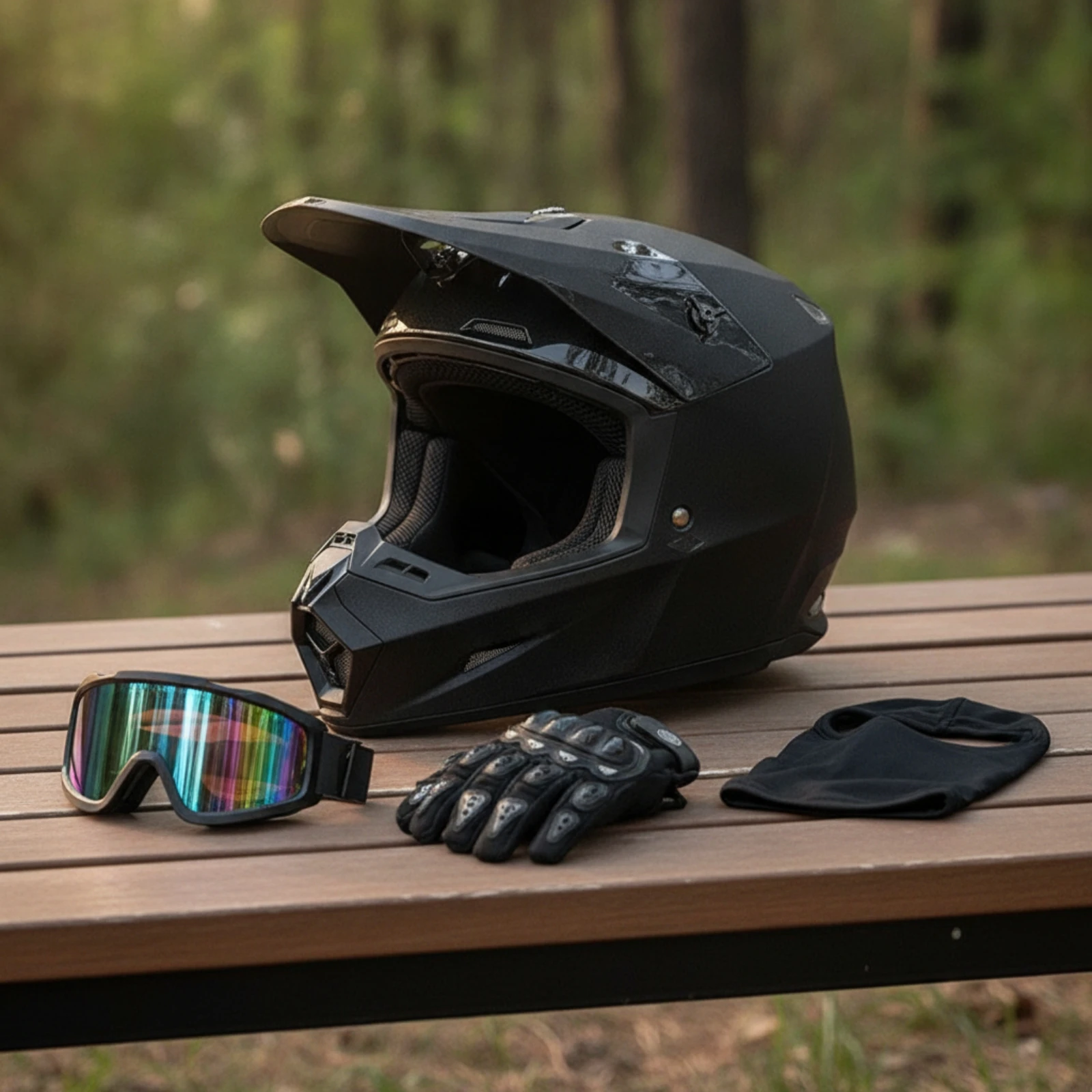 Dirt Bike Helmet with Goggles Multi-Ventilation Full-Face Helmet with Visor Removable Washable for Teens, Motocross