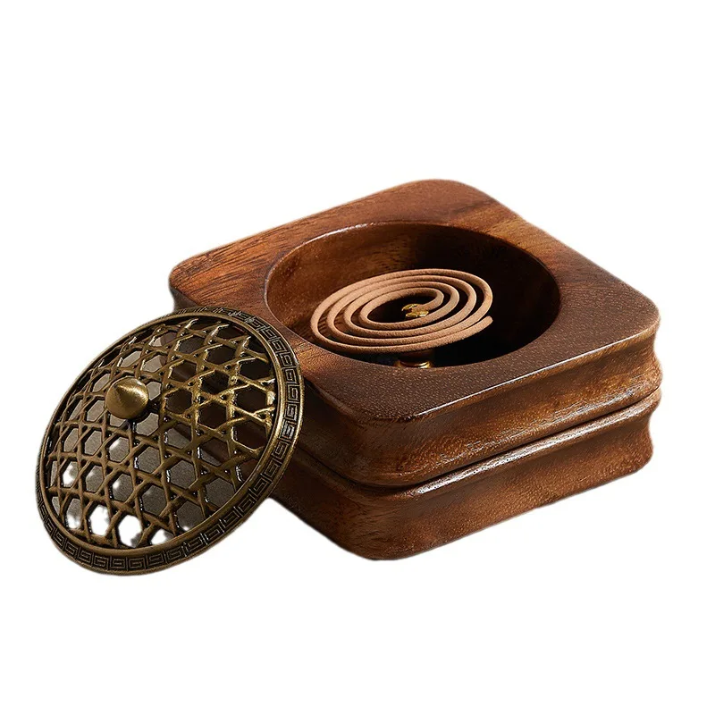 

Solid wood incense burner lid HollowTea ceremony incense burner Household indoor agarwood sandalwood box Backflow incense box