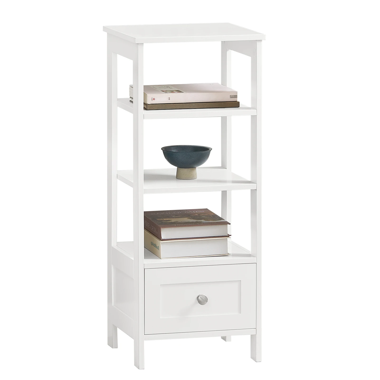 SoBuy FBT91-W mesa auxiliar mesita de noche alta con cajón y almacenamiento sofá mesa teléfono mesita de noche BHT aprox: 30x74x28cm