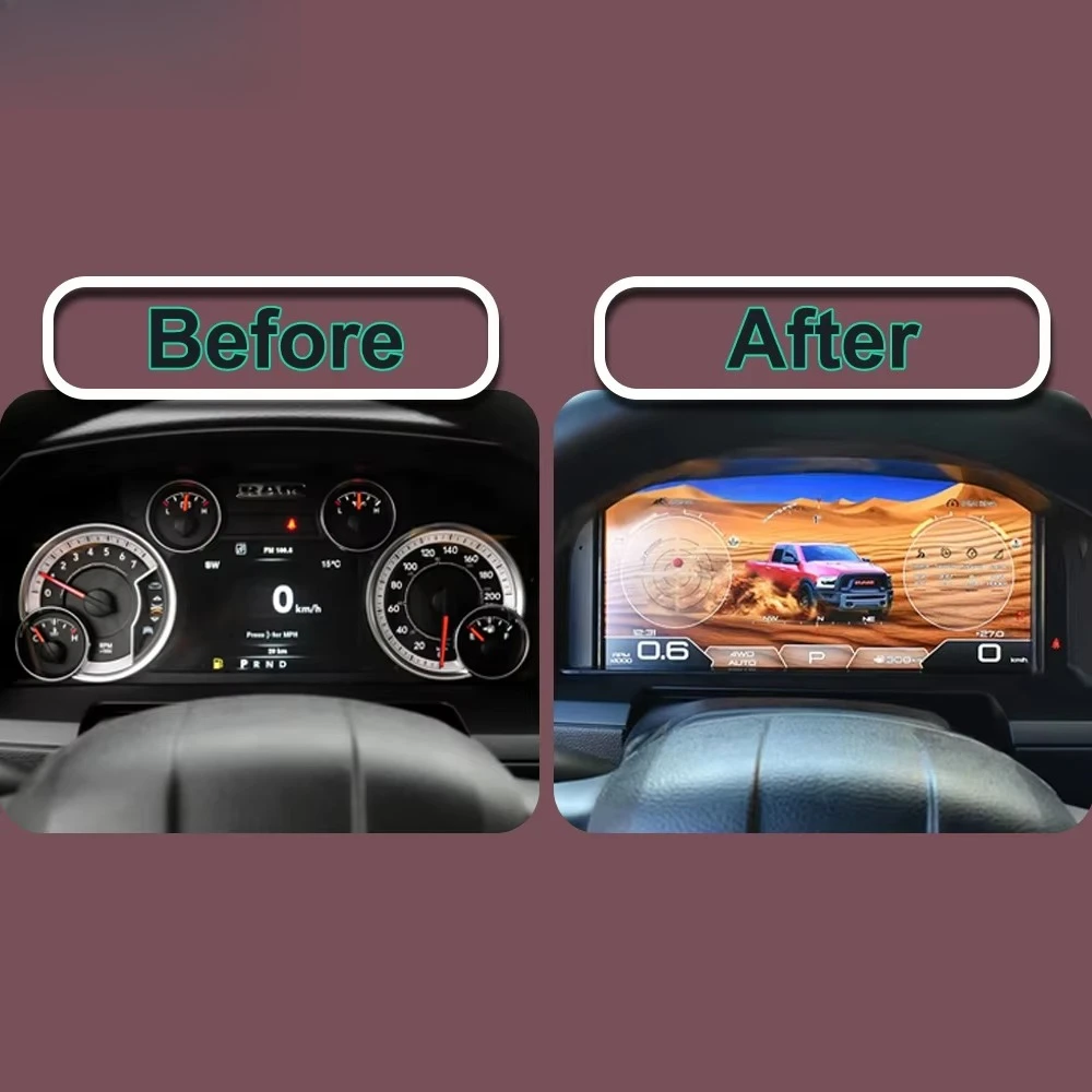 Krando Car Digital Cluster for Dodge Ram 2013-2018 Car Multimedia LCD Dashboard Virtual Cockpit Instrument Speedometer Panel Map