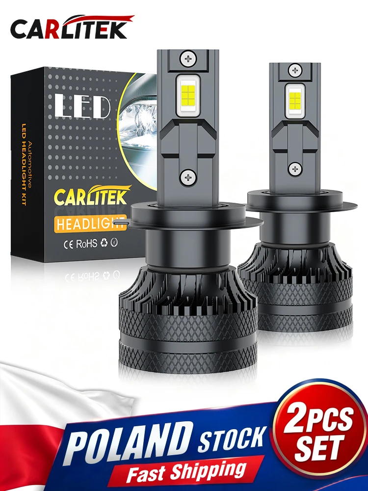 CARLitek 30000LM H7 H11 H4 Żarówki LED do reflektorów samochodowych 220W, LEDowe lampy samochodowe H4 H1 H8 H9 9005 HB3, diody samochodowe Canbus 6000K 12V, 2 sztuki. — 2