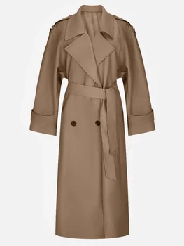 Lautaro Spring Autumn Oversized Khaki Extra Long Dark Purple Trench Coat for Women Double Breasted Elegant Luxury Overcoat 2025 4 Lautaro Spring Autumn Oversized Khaki Extra Long Dark Purple Trench Coat for Women Double Breasted Elegant Luxury Overcoat 2025 4