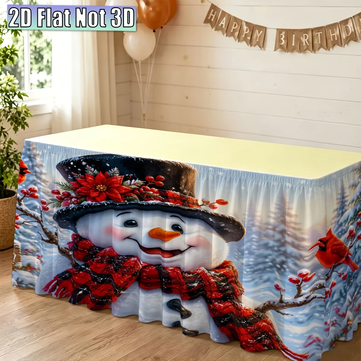 Two-dimensional plane, 1 piece, snowman Christmas card, pattern tablecloth, Christmas home decoration