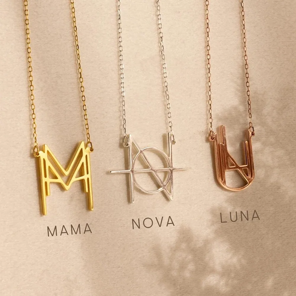 Sifisrri Personalized Custom Logo Name Necklace for Women Men Stainless Steel Monogram Handmade Pendant Birthday Jewelry Gift