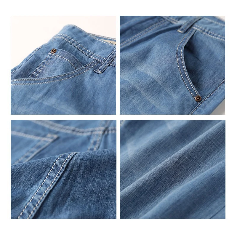 Plus Size 44 46 48 Mannen Zomer Jeans Dunne Baggy Klassieke Rechte Pijpen Denim Broek 100% Katoen Merk Fashion casual Broek