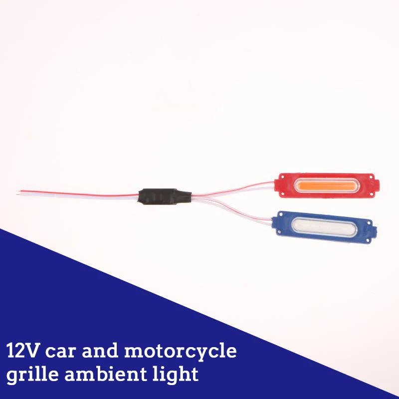 

1 Pcs 1 To 2 Vehicle Warning Flash Lamp 12V COB Red Blue Strobe Lights For Car Moto Bike Grille Decor Atmosphere Lighting