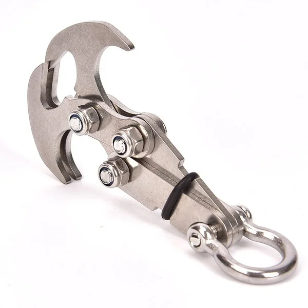 Folding Grappling Hook Multifunctional Stainless Steel Survival Outdoor Climbing Claw Keychain Camping Gear Edc Tools Travel Kit