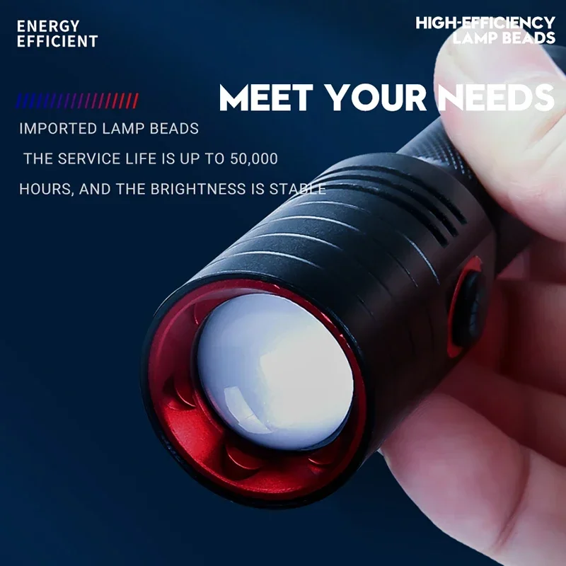 White Laser Mini Flashlight Strong Light Long Shot Bright LED Light Zoom Lamp External Long Life Battery Emergency Lighting