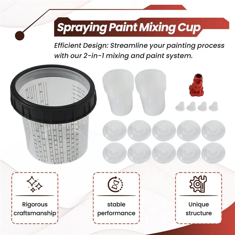 600Ml Disposable Paint Cup With Connector Sprayer Cup Paint Mixing Cup Type H/O Quick Cup Spraying-A27R