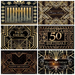 Black Golden Great Gatsby Background Photography Adult Birthday Baby Shower Party Decor Backdrops For Photo Photographic Props