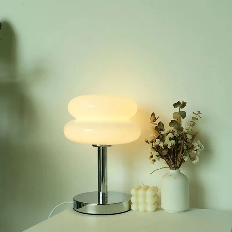 

ABJT-Glass Table Lamp Trichromatic Dimming Living Room Atmosphere Lamps Eye Protection Night Light Girlbedroom US Plug