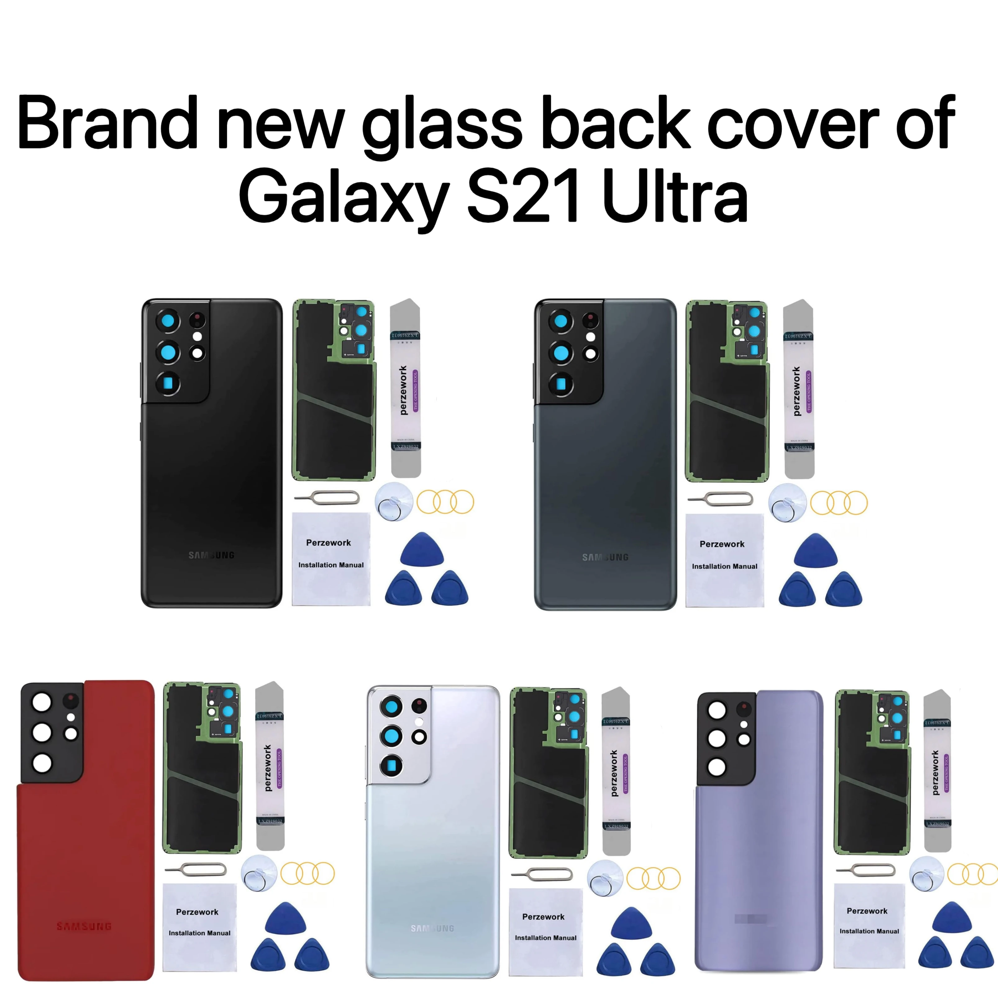 

Ceramic Back Cover for Samsung Galaxy S21 Ultra, Glossy Anti-Scratch Rear Housing with Tool