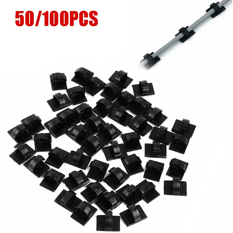 50/100Pcs Self Adhesive Cable Clips Wire Organizer Clips Cable Fixed Clamp Cable Holder Clamp Wire Winder for Car Office Home