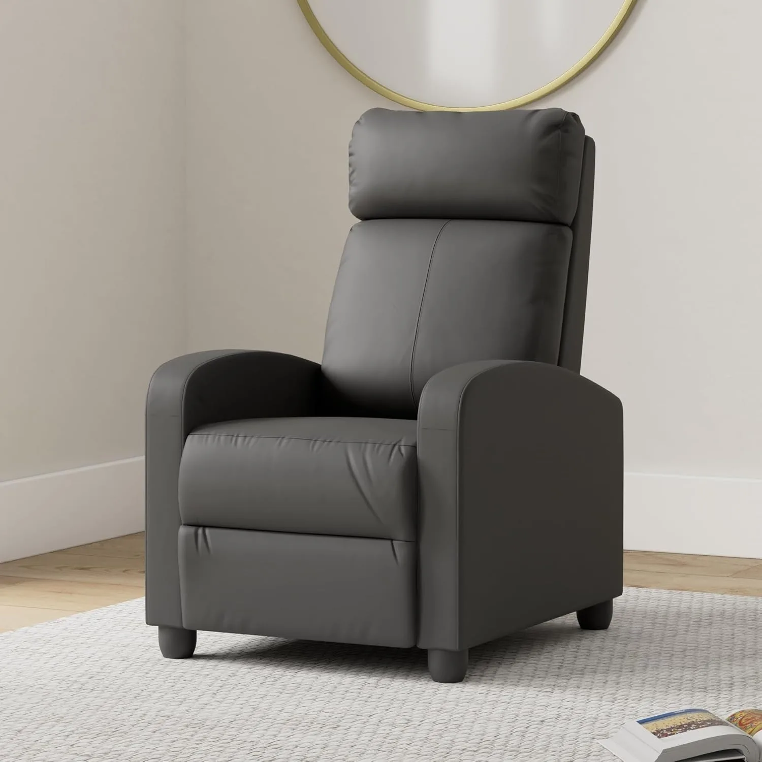 Massage Recliner Chair Sofa Reading Chair Home Theater Seating Modern Chair Easy Lounge PU Leather Padded Seat Backrest Black