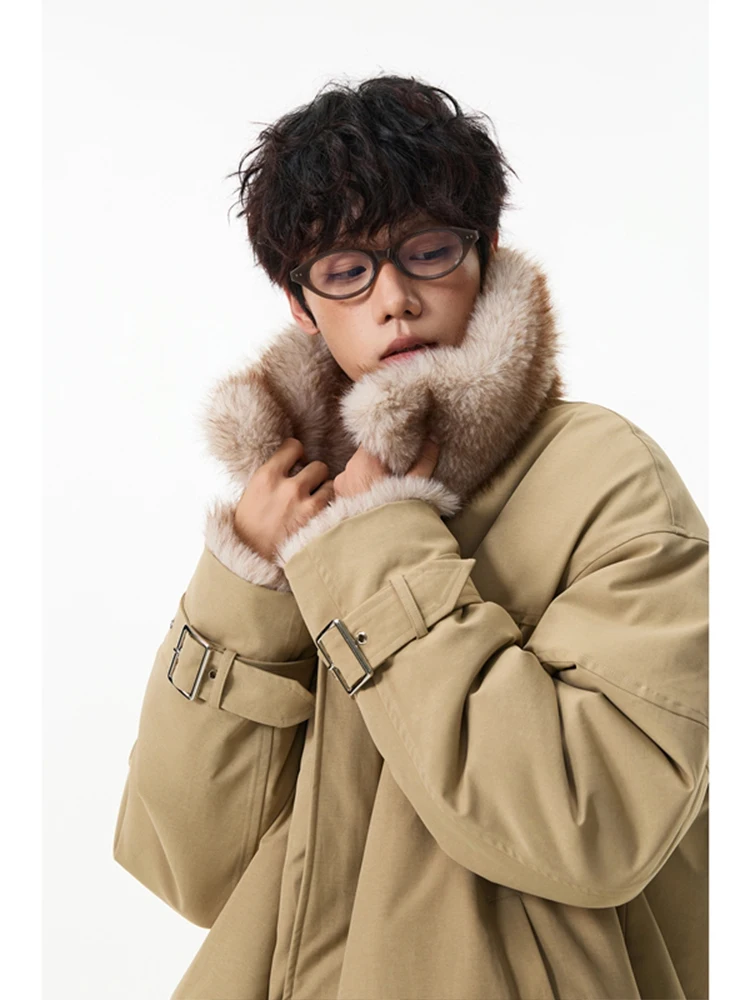 معاطف رجالية عصرية جديدة لشتاء 2025 على الوجهين معاطف سميكة من الفرو الصناعي سترات أنيقة للرجال بأكمام طويلة فضفاضة ومريحة من الفرو الصناعي الدافئ