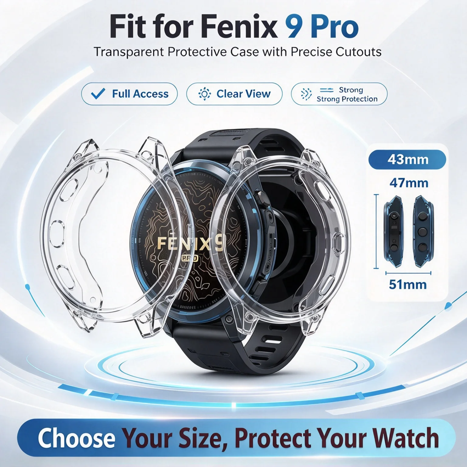 Newest Smart Bracelet Ring 51MM/47MM/43MM Cover for GARMIN Fenix9 PRO Watch Bezel Protective Case for garmin fenix 9pro Frame