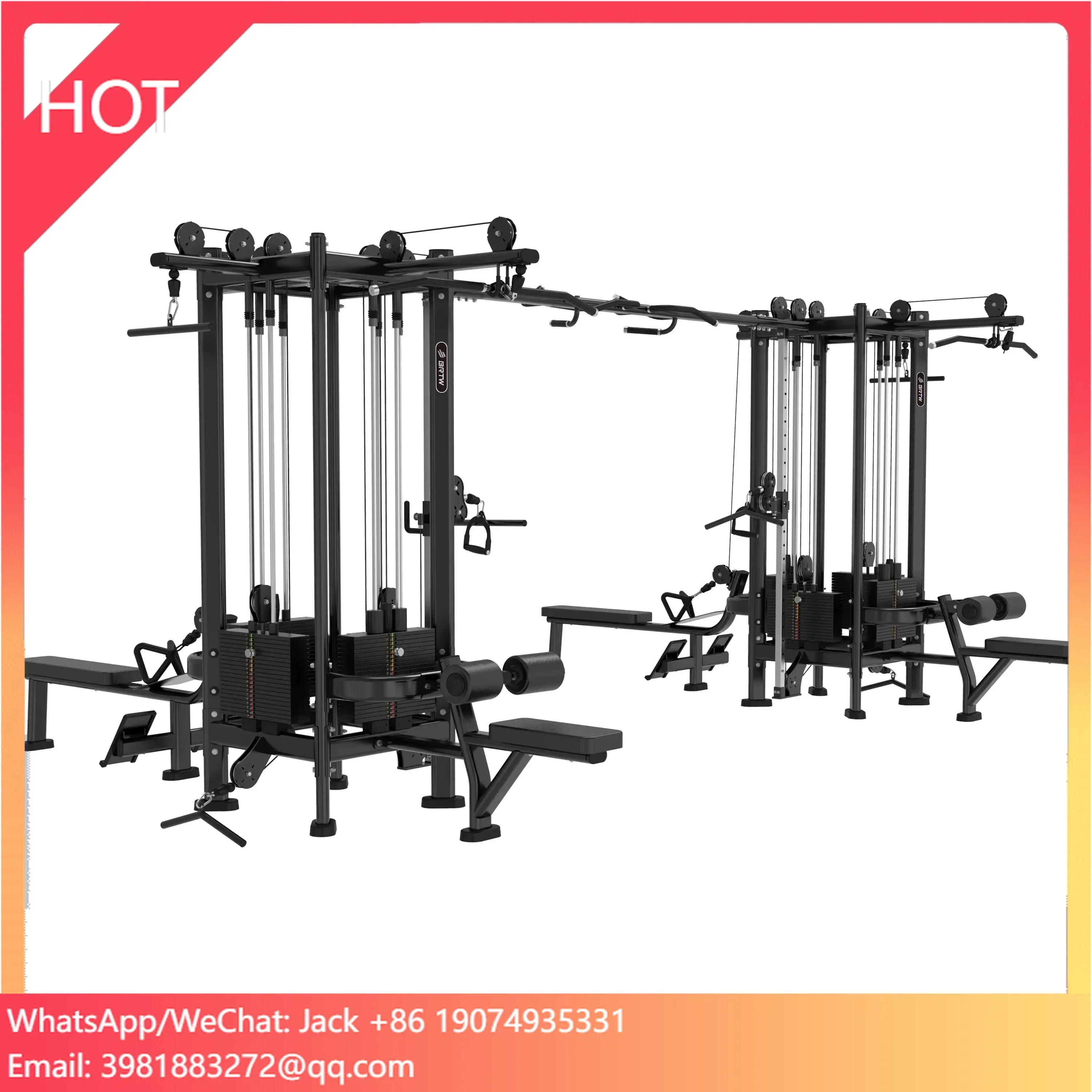 Professional Multi Jungle 8 Stacks Fitness Gym Equipment Commercial Functional Trainer Rack 8 Station Machine
