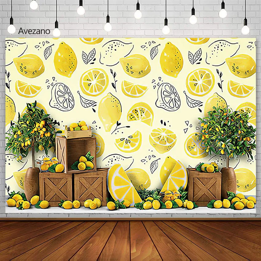 Фон Avezano с изображением лимона для детской вечеринки в честь Дня Рождения Декор фруктовая стена портрет фотография фон для фотостудии фотосессия