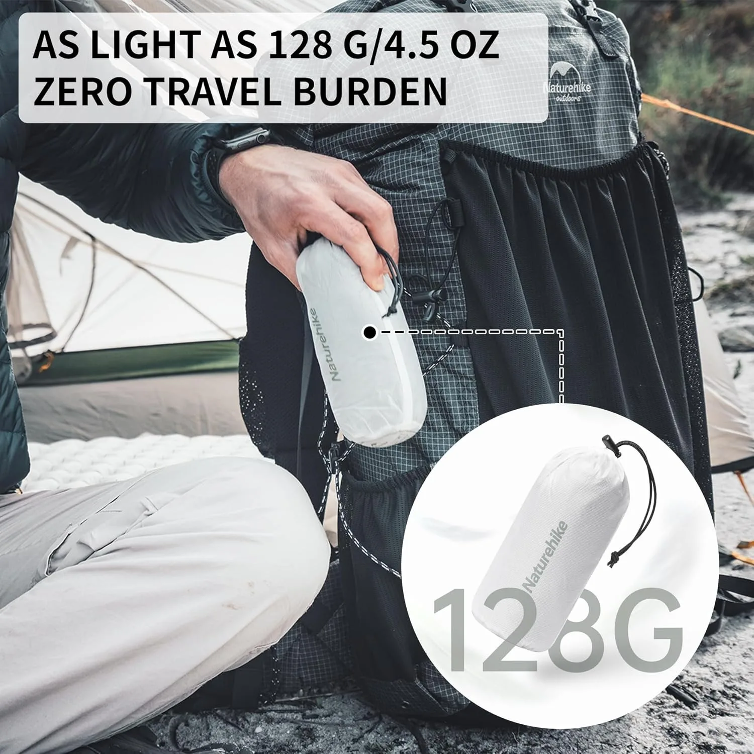 Naturehike Sleeping Bag Liner 128g Ultralight Outdoor Travel Hiking Single Sleeping Bag Liner Travel Blanket Inner Sleeping Bag