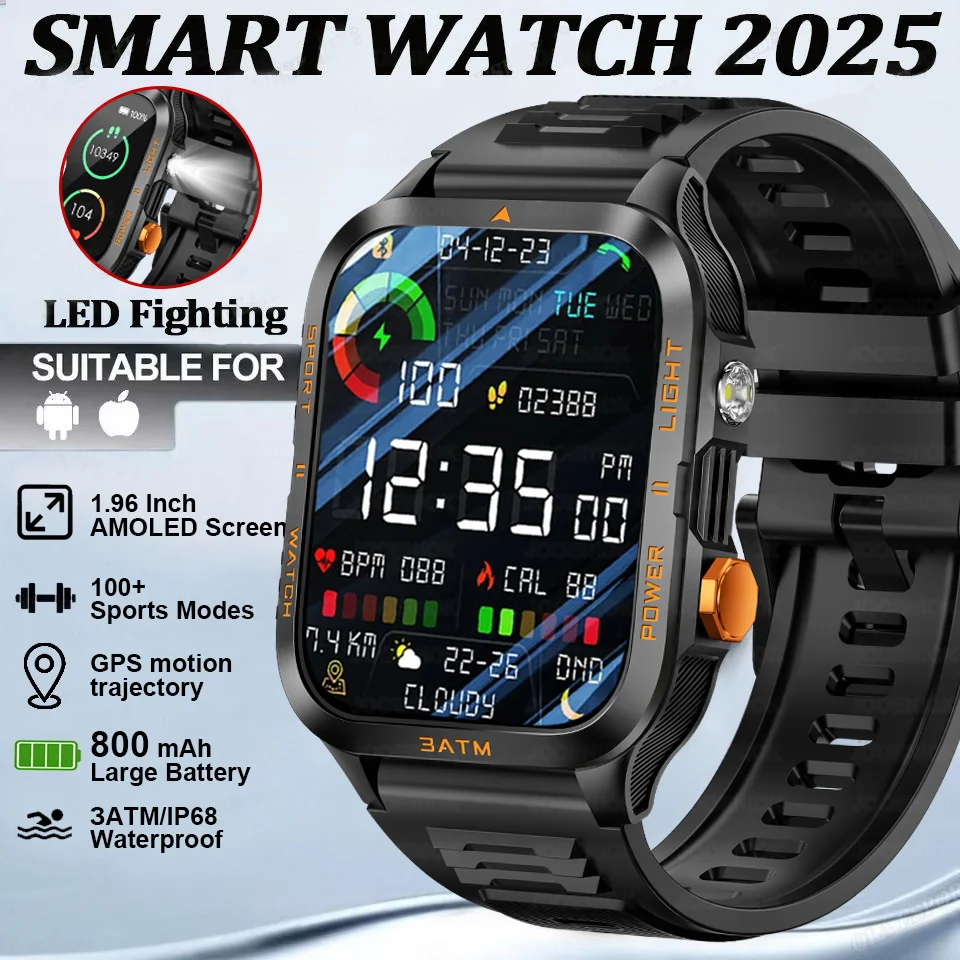

Military GPS Smart Watch Men 800mAh Large battery Flashlight 3ATM Waterproof Outdoor Sport Tracker Bluetooth Call Smartwatches