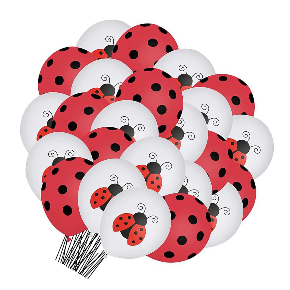 

48 Pcs Ladybug Themed Balloon Balloons Decorations Party Jungle Baby Shower Emulsion Birthday