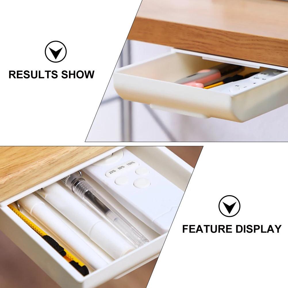 

1pc Wall Mounted Drawer Storage Box Desktop Organizer For Home Office Stationery Container Hanging Pen Box Adhesive Storage