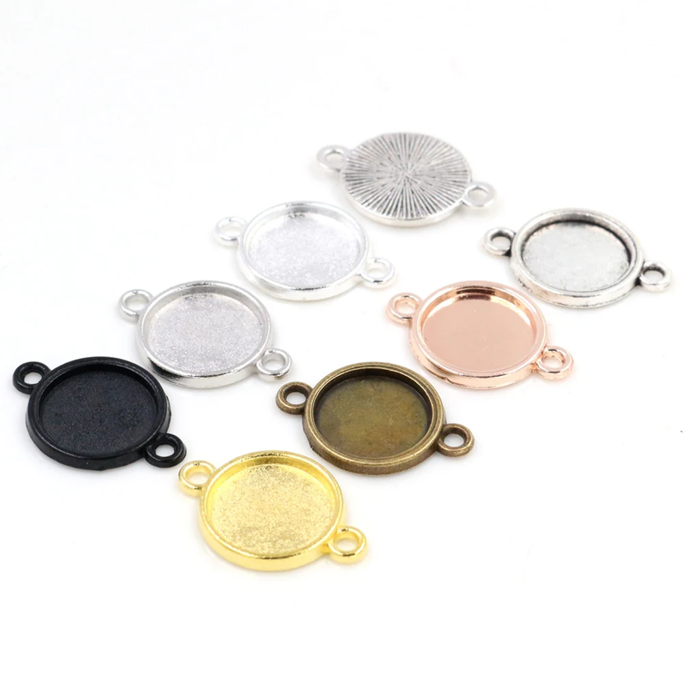 8/10/12/14-30mm Inner Size Classic 7 Colors One Sided Double Hanging Simple Style Cabochon Base Setting Charms Pendant