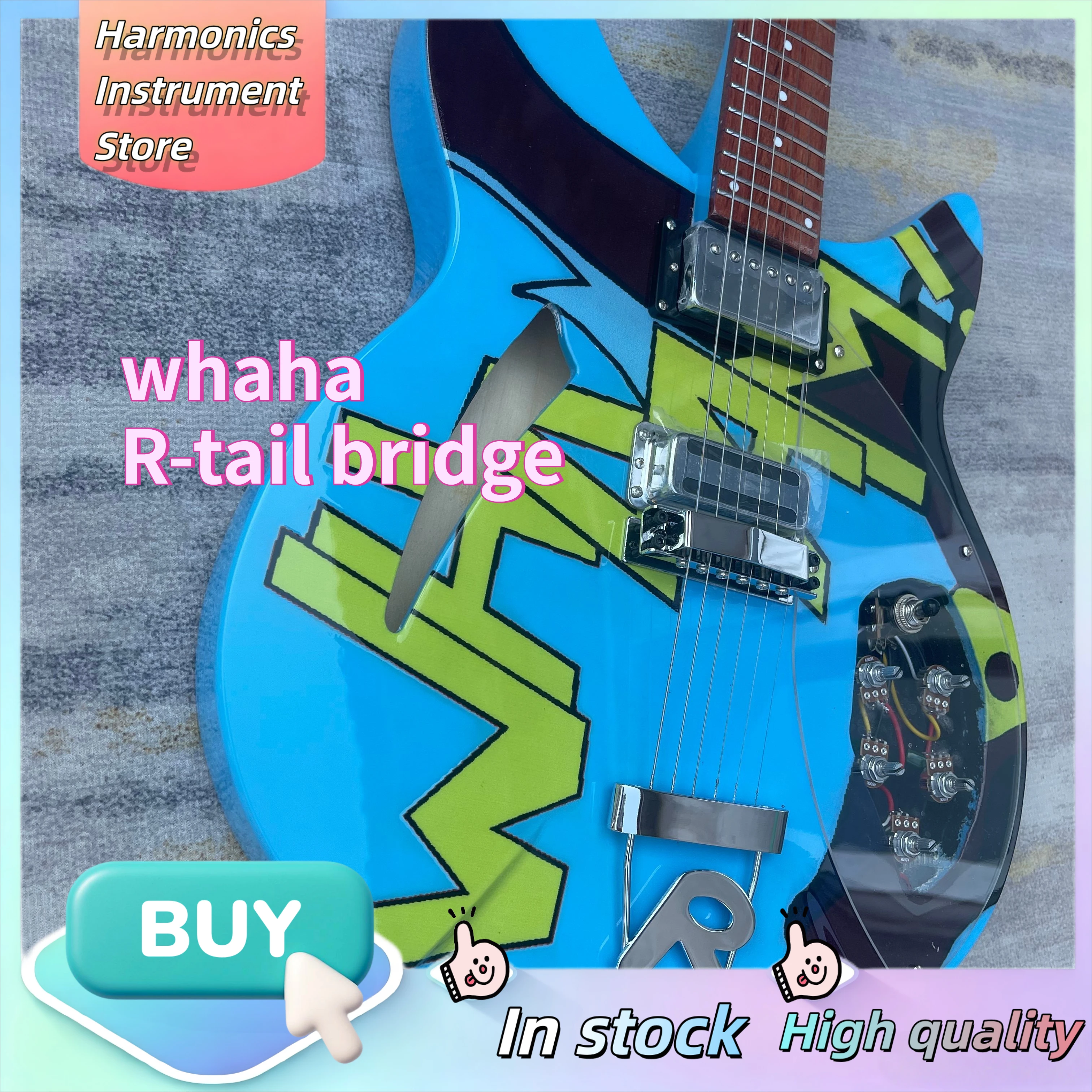 Blue Earth Whaha R‑Style Semi‑Hollow Guitar, Classic 330 Dual Humbucker Pickups, Floating Bridge, Vintage Pop Rock