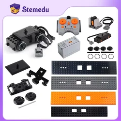 Technical Parts Train Motor 88002 MOC Pack Power Functions Battery Box Tracks Top Base Plate for Legoeds EV3 91994 74784 2871