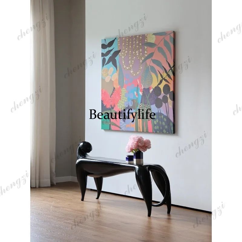 A73 Back Leopard Art Bench Entry Entrance Decorative Fiberglass Load-bearing Living Room Shoe Change Stool