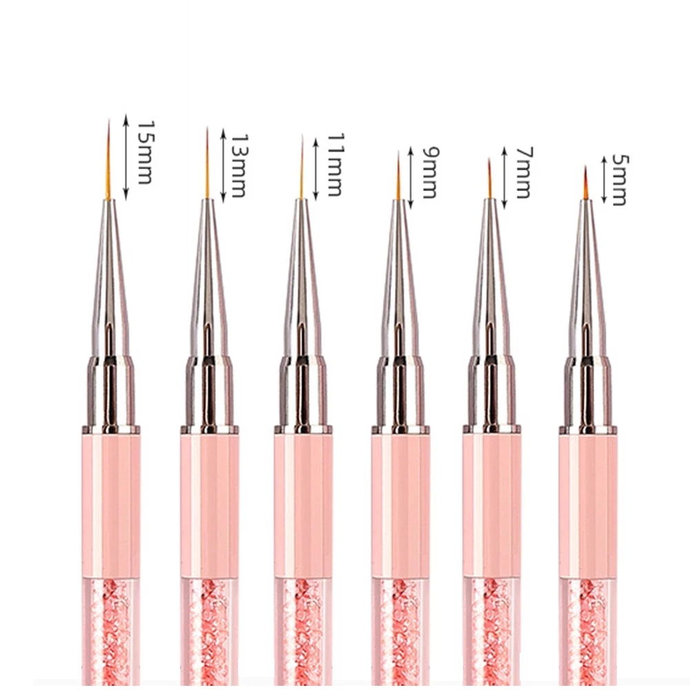 6pcs/set Nail Liner Brush Set Drawing Lines Stripe Painting Flower Pen Nail Art 5/7/9/11/13/15mm