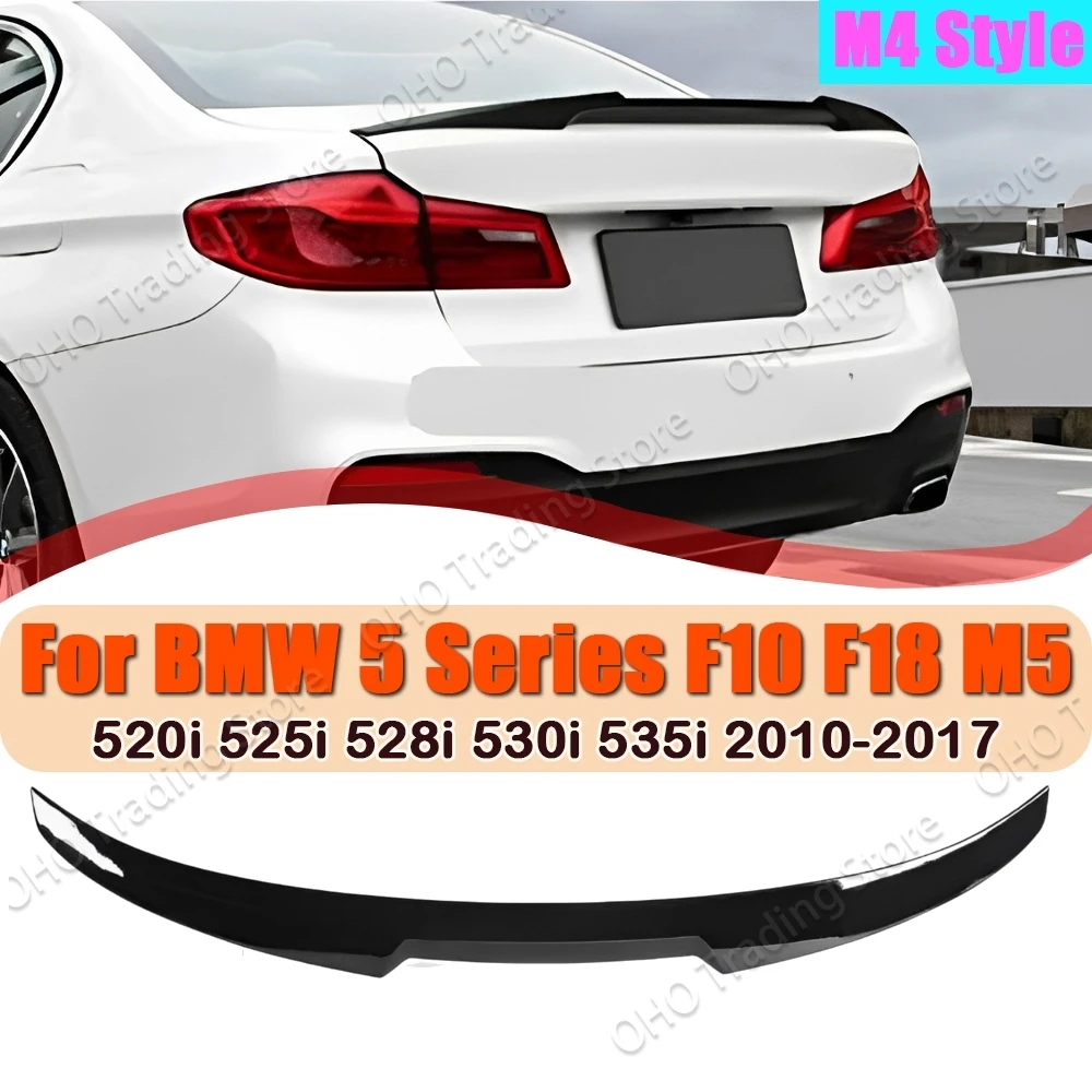 Rear Trunk Spoiler For BMW M4 Style 5 Series F10 F18 M5 520i 525i 528i 530i 535i 2010-2017 Roof Wing Tuning Carbon Fiber Look