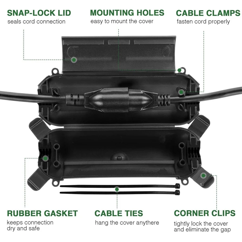 3Pc Outdoor Extension Cord Safety Cover Kit With Waterproof Seal, Weatherproof Electrical Connection Box Kit To Protect Outlet