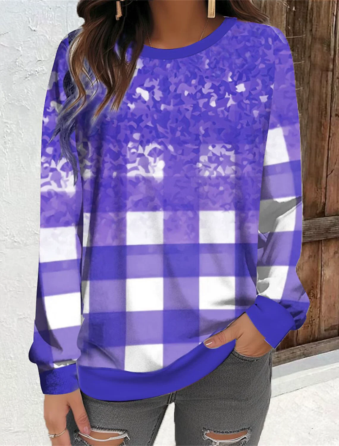 Streetwear Plaid Striped Pattern Women Sweatshirts Autumn Winter Long Sleeve 3D Printed Casual Ladies Sweatshirt 3XL Plus Size