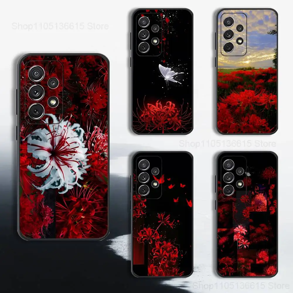 

Lily Flower Red Spider Phone Case For Samsung S25,S24,S23,S22,S21,S20,S10,Ultra,Plus,Lite,FE,Soft Silicone Black Cover
