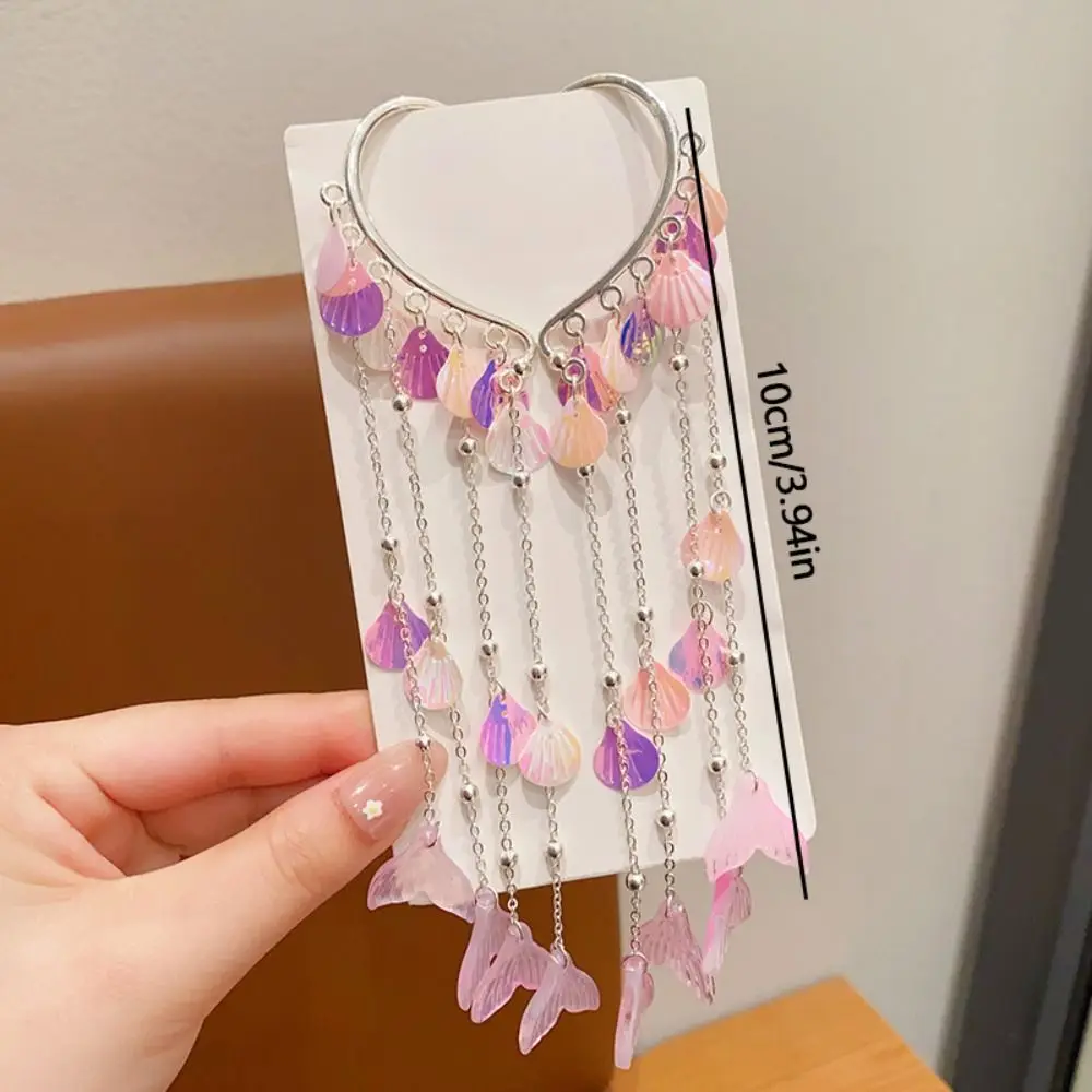 Jepit Rambut Lucu Fashion Mutiara Putri Duyung Rumbai Manis Rantai Dahi Peri Aksesori Kait Telinga Kreatif untuk Anak-anak