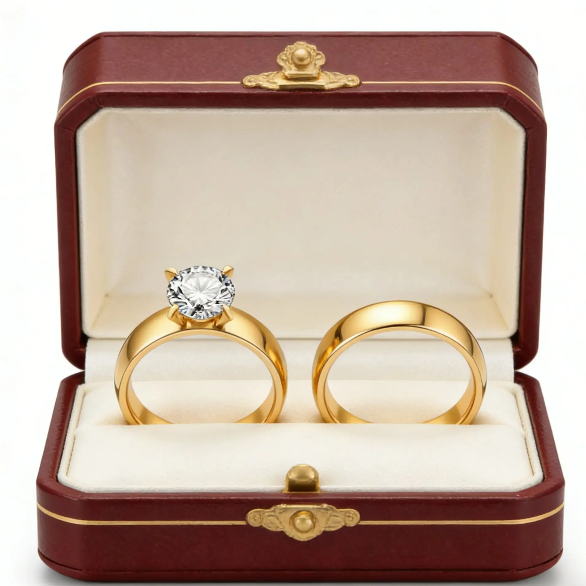 Fashion Gold Plated Zircon Stainless Steel Couple Rings For Women Men Engagement Ring Valentine Day Gift Size 6-12 ﻿