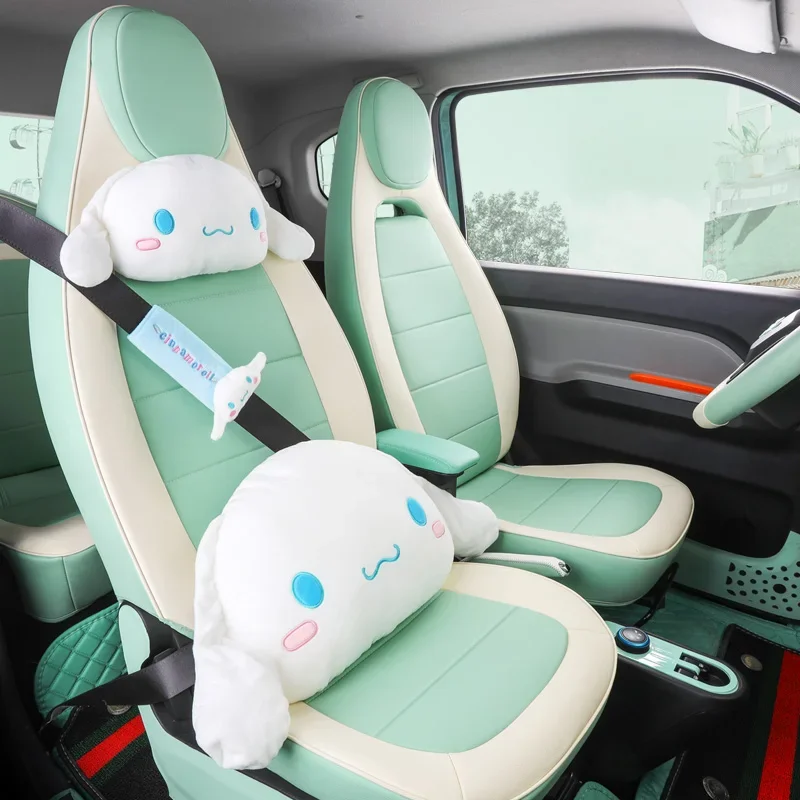 Sanrio Lovely Cinnamoroll Headrest My Melody Cute Seat Belt Cover Kawaii Soft Back Cushion Japanese Style Car Accessories Girl