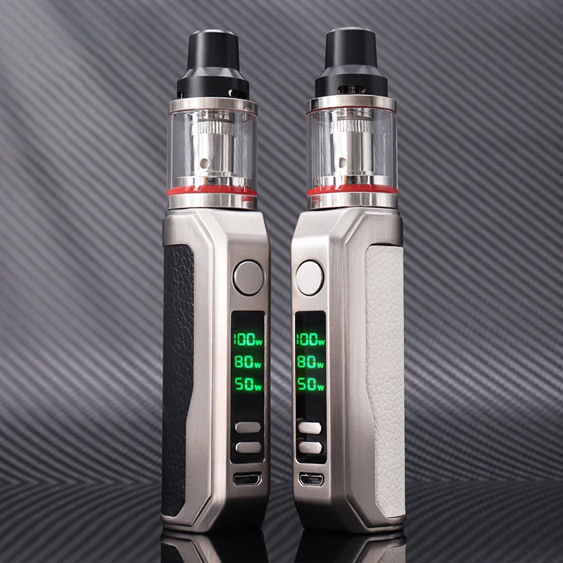 100W Vape Mod Electronic Cigarette Starter Kit 2200mAh Battery 2ml Tank Thcik Oil Vaporizer OLED Screen With Leather Surface