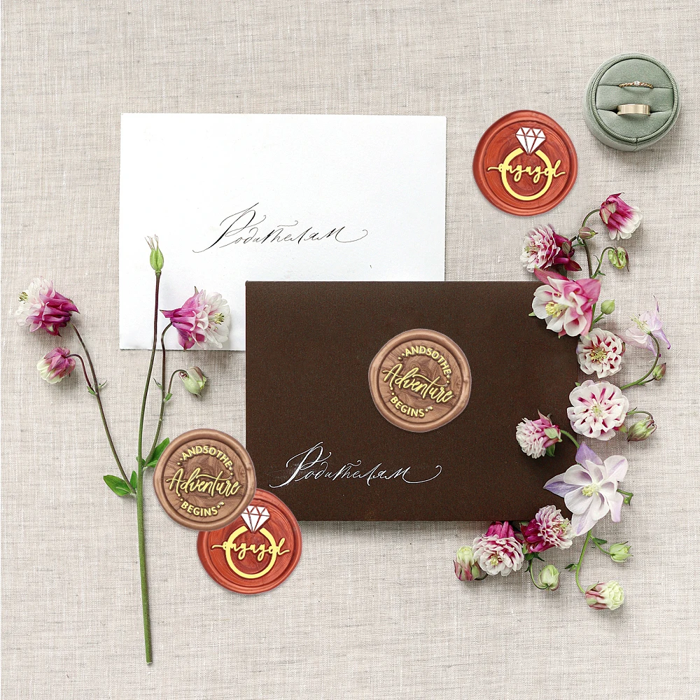 Engaged Happily Ever After Save Our Date Bride To Be Wax Seal Stamp Head 25mm Brass Stamp for Decorating Envelopes Greeting Card