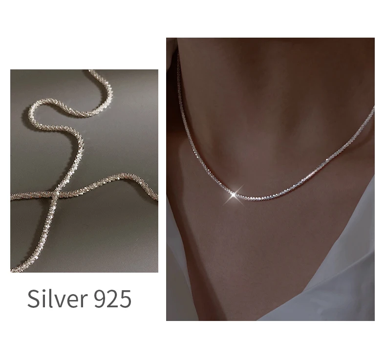 Original Silver 925 Certified Luxury Woman Jewelry 45cm Chains Necklace For Women Bling Bling Designer Necklaces Female Gift