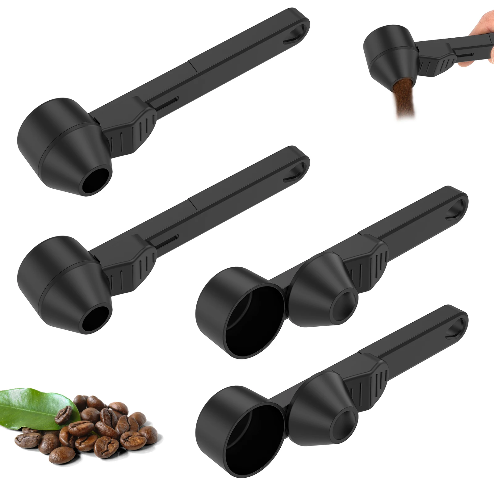 4er-Pack 1 oz Kaffeelöffel-Trichter, Schiebe-Messlöffel, Mehrzweck-Kaffeemesslöffel für gemahlenen Kaffee, Tee, Proteinpulver