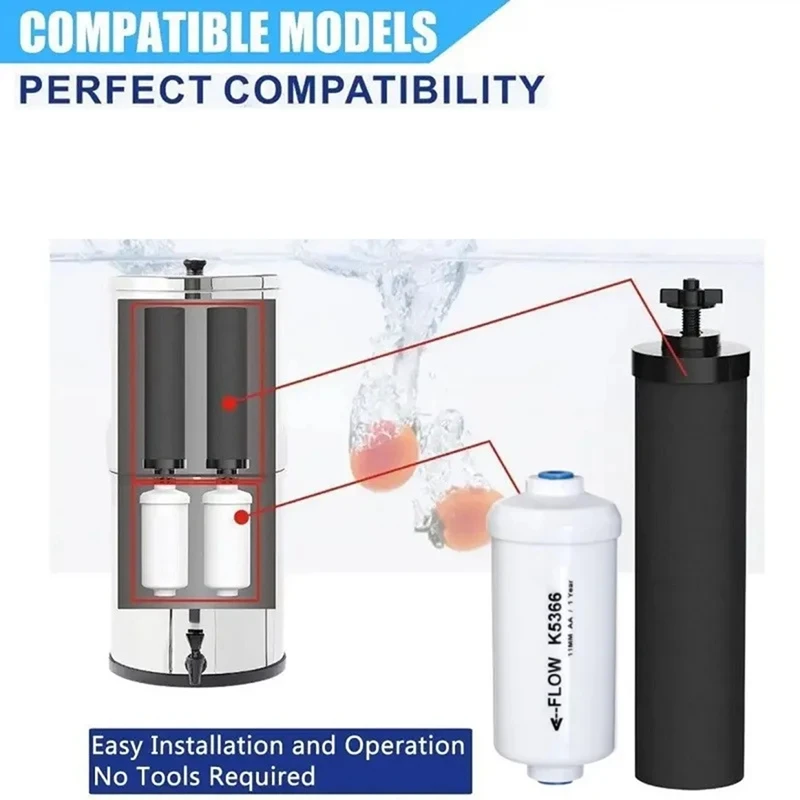 Replacement Parts For 2 BB9-2 And 2 Fluoride Water Filter PF-2 Compatible With Black Berkey Gravity Water Filtering System