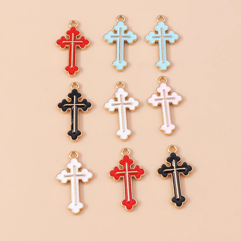 Duarte 20 Teile/los Nette Bunte Emaille Kreuz Charms Anhänger für Die Herstellung Von Ohrringen Halsketten Armbänder DIY Handwerk Schmuck Erkenntnisse – Detail 2