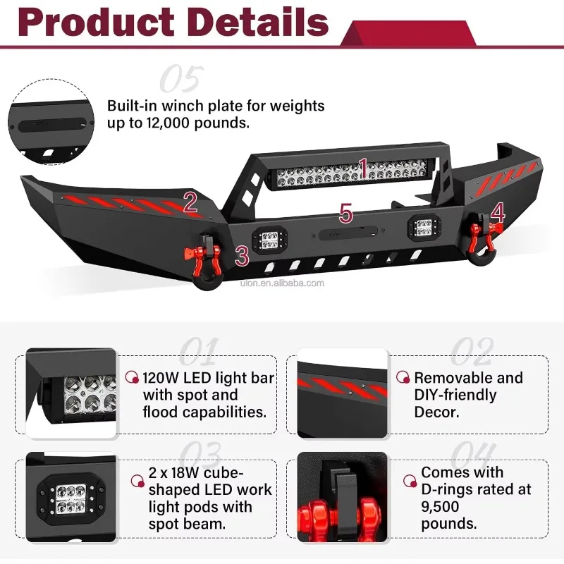 Factory Price OEM Front Bumper Fit 1999-2004 Jeep 2nd Gen Grand Cherokee WJ Off-road Bumper Equipped with Winch Plate